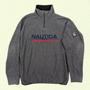 Vintage Nautica Competition Fleece Pullover Gray 1/4 Zip XXL - Picture 1 of 5