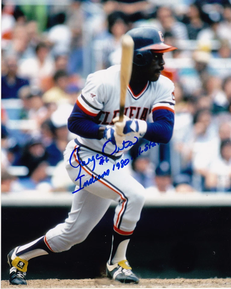 Jorge Orta Cleveland Indians 1980 All-Star Action firmado 8x10 Foto 1 de 1