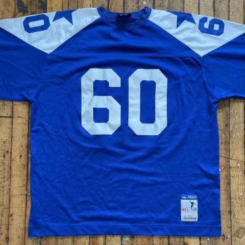 Vintage DALLAS COWBOYS ~ #60 ~ Blue 3X ~ Stall & Dean Football Jersey/Sweater Cover
