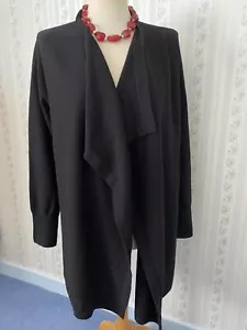 Jaeger Black Wool & Cashmere Edge to Edge Waterfall Cardigan XS RRP £140 - Picture 1 of 3