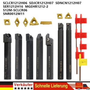 7X Drehmeißel Set 12mm Drehstahl Klemmhalter Bohrstange + 7 Wendeschneidplatten - Bild 1 von 10