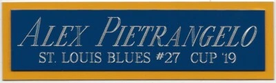 PLACA DE IDENTIFICACIÓN ALEX PIETRANGELO ST. LOUIS BLUES PARA TU CAMISETA AUTOGRAFIADA firmada Foto 1 de 2