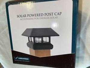 Veranda Black Solar Powered Post Cap LED Light for Deck or Fence 4" X 4" new - Picture 1 of 4