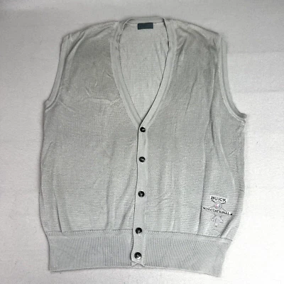 Descente Silk Golf Sweater Vest Mens XL Knit V-Neck 5 Button Buick Invitational - Image 1 of 4