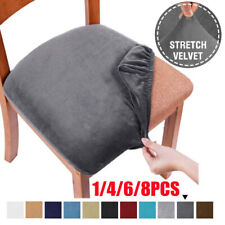 8X Kitchen Dining Chair Seat Covers Stretch Velvet Cushion Slipcovers Protector