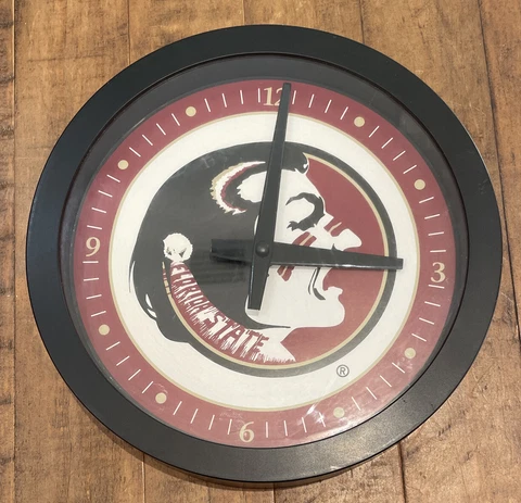 Florida State Seminoles 9” Logo Round Wall Clock -Runs On 1 AA Battery Cover