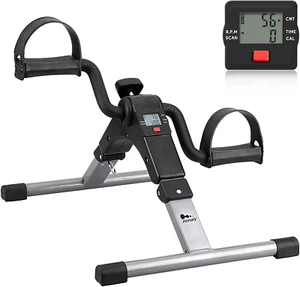 Mini Exercise Bike Cardio Fitness Adjustable Resistance Folding Pedal Cycle LCD - Picture 1 of 9