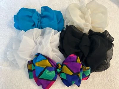 Lote De Colección De 5 Pinzas De Correas De Gasa De Seda Volantes Lazos Para Cabello Años 80 90 Foto 1 de 4