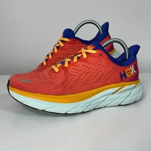 Hoka One One Trainers Womens Clifton 8 Fiesta Bluing Running Shoes - Size UK 6.5 - Picture 1 of 20