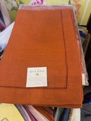 Napkins set of 4 in Linen fabric with hemstitch hems in Paprika from Europe - Image 1 of 4