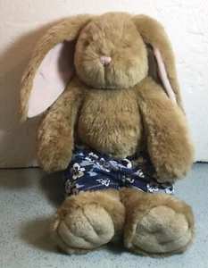BUILD A BEAR 17"Tan Rabbit w/Long Floppy Ears & Blue Swim Trunks - Picture 1 of 6