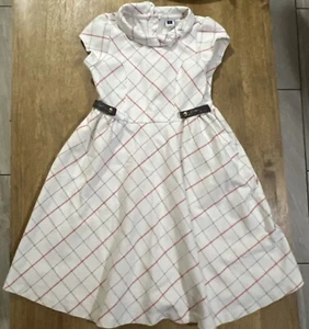 Janie And Jack Dress Girls Size 5T Cream Plaid Cap Sleeve - Picture 1 of 11