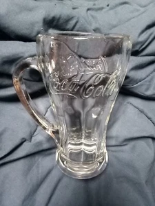 4 COCA-COLA By LIBBY CLEAR GLASS HEAVY HANDLE MUG SODA 12oz DRINK CUP 1970's - Picture 1 of 4