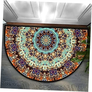 Abstract Mandala Half Round Door Mat Indoor Outdoor Entrance, Boho A-mandala - Picture 1 of 8
