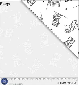 Ramblings Flags White on White Cotton quilt fabric P&B Textile BTY USA Flag - Picture 1 of 13