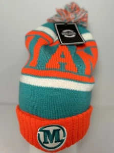 Miami Dolphins Colors Beanie With Pom Pom One Size Fits All Blue Orange Boggin - Picture 1 of 7