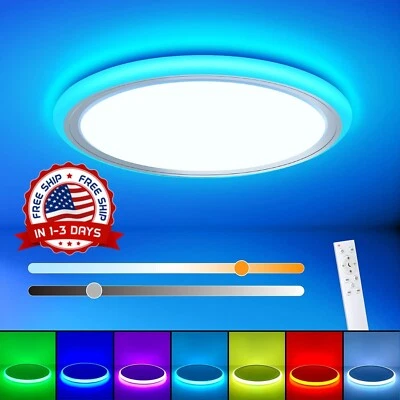 24W RGB LED Lampara De Techo Moderna Con Remoto Para Cuarto Dormitorio Cocina - Image 1 of 4
