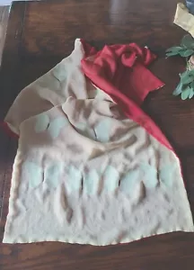 RARE VINTAGE RED/IVORY W/BUTTERFLY INSERTS SOFT 100% SILK Table Runner - Picture 1 of 1