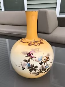 Antico vaso a sfera floreale in ceramica Moriage dipinto a mano, 13" - Foto 1 di 9