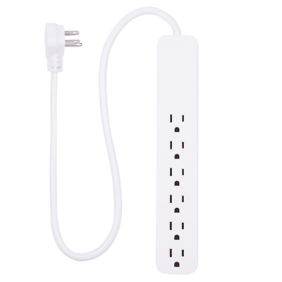 Protetor contra sobretensão GE Pro 6 tomadas Power Strip, 2 pés. Cabo, branco - Imagem 1 de 2