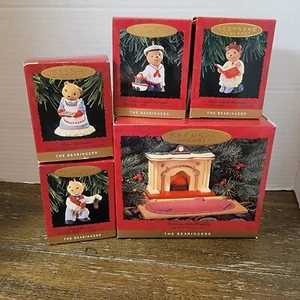 1993 Hallmark Keepsake Navidad "The Bearingers" chimenea y adornos 5 piezas - Imagen 1 de 9