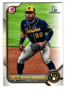 2022 Bowman # BPPF-15 Branlyn Jaraba Milwaukee Brewers - Picture 1 of 2