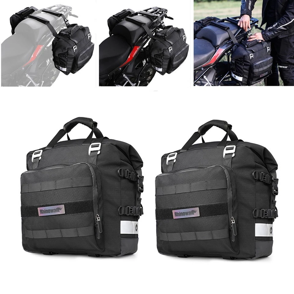 Pair Motorcycle Saddle Bag Saddlebag Waterproof Side Bag For Honda Yamaha Suzuki - Image 1 of 4