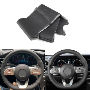 All Black Steering Wheel Cover For Mercedes C-Class W205 2018 2019 2020 2021 - Picture 1 of 9