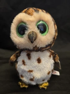 Peluche Ty Beanie Boos SAMMY the OWL Glitter Eyes 6" 2016 nuevo con etiquetas felpa marrón manchada - Imagen 1 de 8