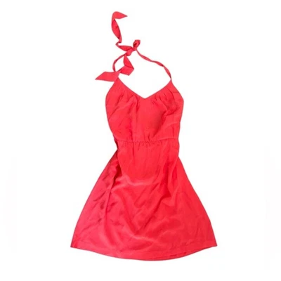Barney’s New York vintage Y2K 100% silk coral pink mini halter dress S - Image 1 of 4
