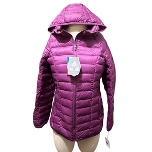 Spyder Womens Wine Color Packable Hooded Puffer Jacket Coat Size M New with Tags - Picture 1 of 16