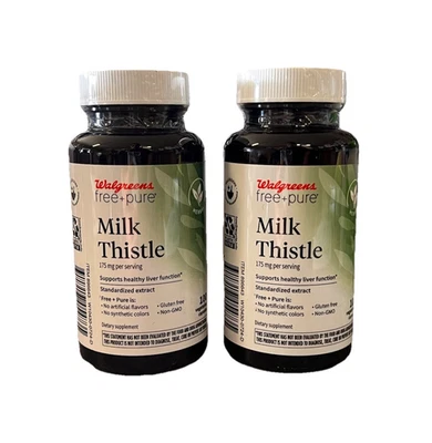 Walgreens Free + Pure Milk Thistle 100 Cápsulas Vegetarianas Herbales (Pack de 2) Foto 1 de 3