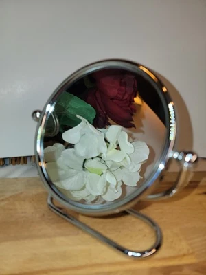 Chrome Mirror Folding 1x 5x 4.5" Travel Mirror Double Sided 360⁰ Swivel Air BnB - image 1 of 4