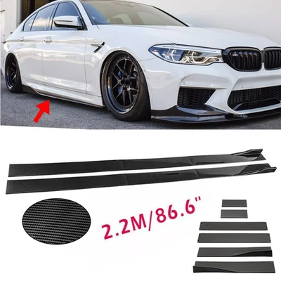 Carbon Fiber 2.2m/86.6inch Side Skirt Extensions Rocker Panel For BMW 1 2 3 4 5 - Image 1 of 4