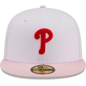 PHILADELPHIA PHILLIES New Era 59Fifty PINK/WHITE Fitted Sz 8 Baseball MLB Hat - Picture 1 of 9