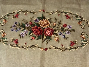 Flowers Pre Worked Needlepoint Flowers Canvas 19inx 34in Design 26 X 9 - Picture 1 of 4