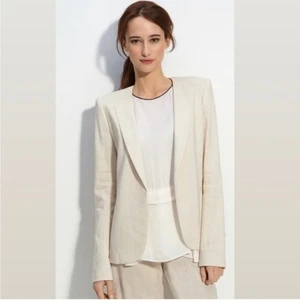 Blazer Theory Sin Cuello Crema Lino Lana Talla 10 - Imagen 1 de 7