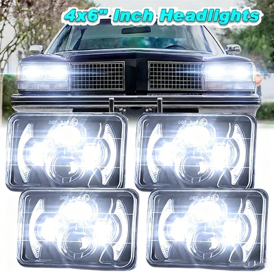 4X 4x6" Led Headlights Hi/Lo DRL For Oldsmobile Delta 88 Cutlass Ciera S Coupe - Image 1 of 4