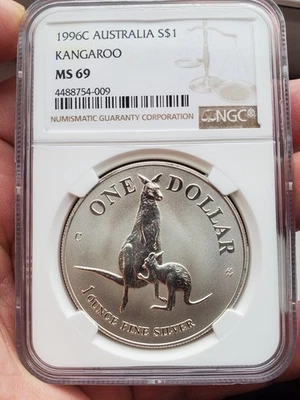 1996C silver Australia dollar NGC MS69 kangaroo - Image 1 of 4