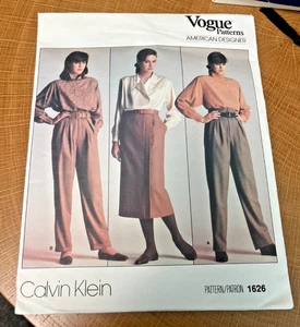 FREE SHIP! 1626 Vogue Patterns American Designer Sz 12 Calvin Klein Skirt Pants - Picture 1 of 2