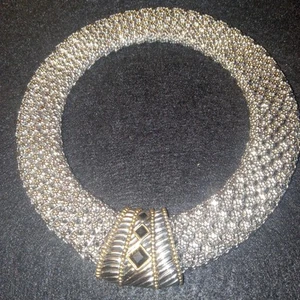 Vintage Choker Necklace Mesh Inch Wide Magnetic Clasp - Picture 1 of 14