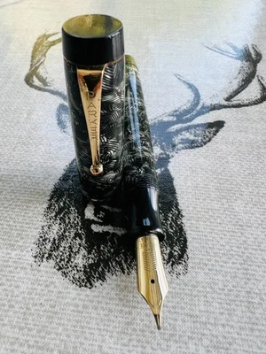 Parker Duofold Streamline Senior Fountain pen,huge 14k F Nib,Hatched Permanite - Image 1 of 4
