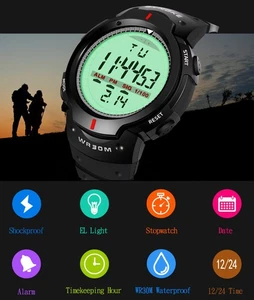 Waterproof Digital Sports Watch Military Tactical LED Backlight Wristwatch Men - Picture 1 of 14