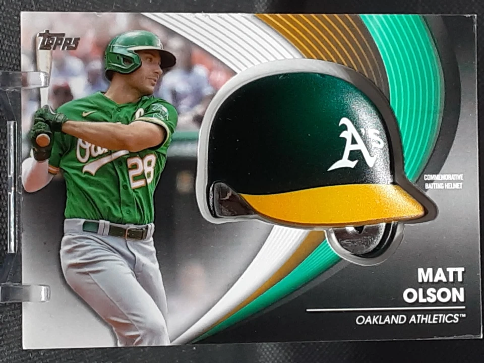 MATT OLSON 2022 TOPPS COMMEMORATIVE BATTING HELMET ATHLETICS - Image 1 of 1