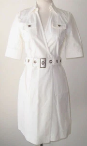 DIANE VON FURSTENBERG White Cotton Denim MEAD Wrap Dress 4 - Picture 1 of 3
