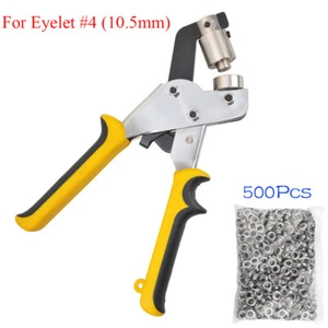 For Eyelet 4# (10.5mm) Hand Press Grommet Punching Machine Tool +500pcs Grommets - Picture 1 of 11
