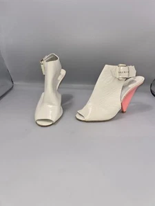 Chloé Jazz White Leather Ankle Heels UK 6.5 EU 39.5 Pink-Cone Heel Boot-Sandals - Picture 1 of 18
