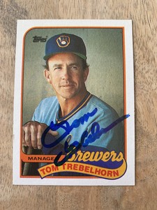 1989 Topps Tom Trebelhorn Autograph #344 Brewers Autographed Card Manager
