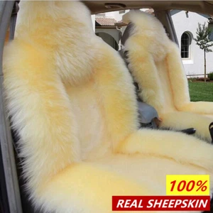 Funda de cojín de asiento de coche de piel de oveja Australia invierno cálido lana asiento delantero - Imagen 1 de 5