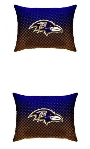 Baltimore Ravens NFL Dot Decorative Plush Bed Pillows Purple 20" x 26" Lot of 2 Cover